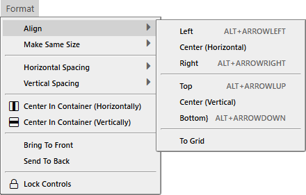 Format Align Menu Format Align Menu