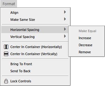 Format Horizontal Spacing Menu Format Horizontal Spacing Menu